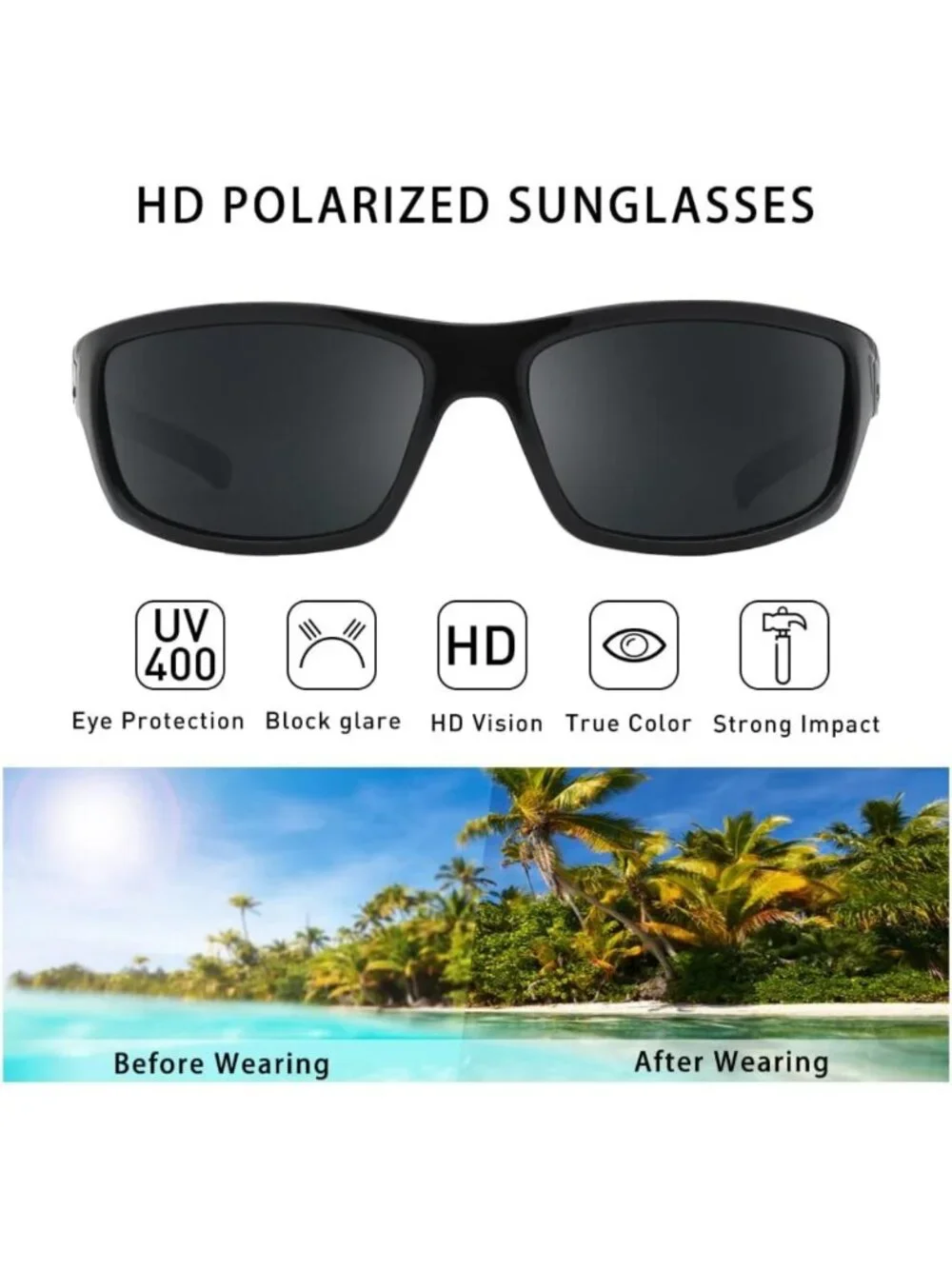 Matte Finish Polarized Sport Sunglasses for Men | UV Protection, Mirror Lens